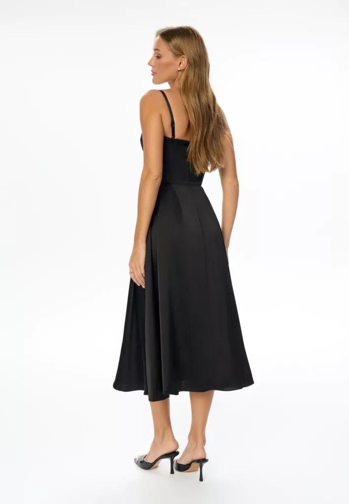Dress Limited с юбкой миди со складками CLIPSE, Чёрные, вечерний образ, фото 4
